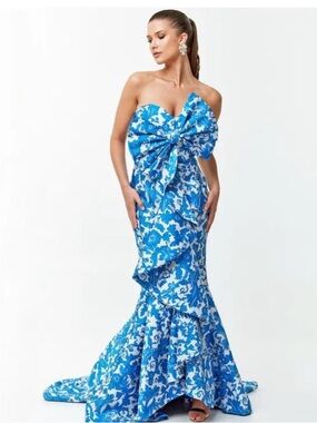 Mestiza Azulejo dress floral strapless formal ball prom gown wedding sz 2